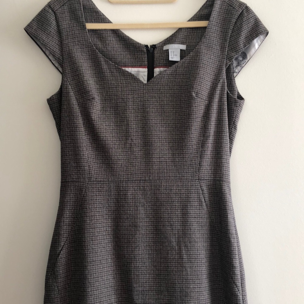 Brown Patterned Cap Sleeve Dress